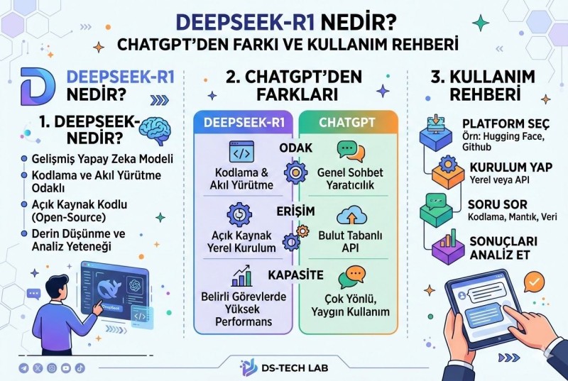 DeepSeek-R1 Nedir? ChatGPT'den Farkı ve Kullanım Rehberi