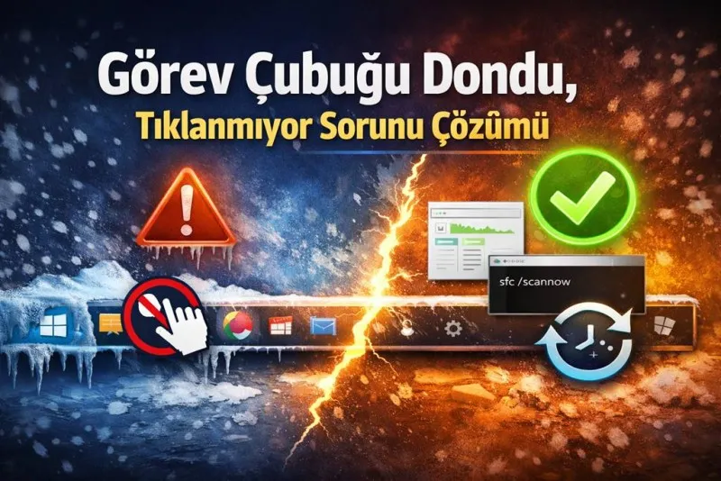 Görev Çubuğu Dondu, Tıklanmıyor Sorunu Çözümü