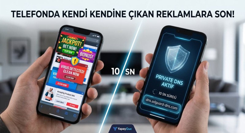 Özel DNS Taktiği: Telefonda Kendi Kendine Çıkan Reklamlar için 10 Saniyede Programsız Çözüm
