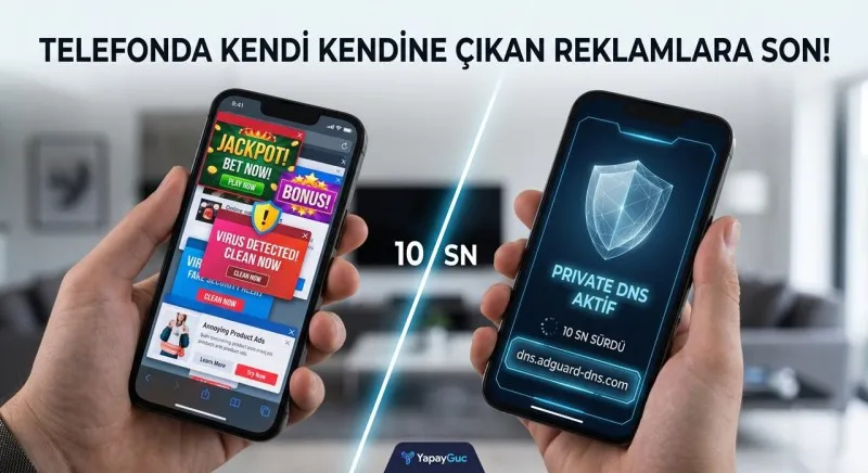 Özel DNS Taktiği: Telefonda Kendi Kendine Çıkan Reklamlar için 10 Saniyede Programsız Çözüm