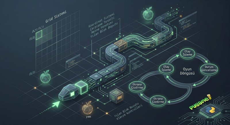 Python ile Temel Oyun Geliştirme Rehberi: Yılan Oyunu Mimarisi
