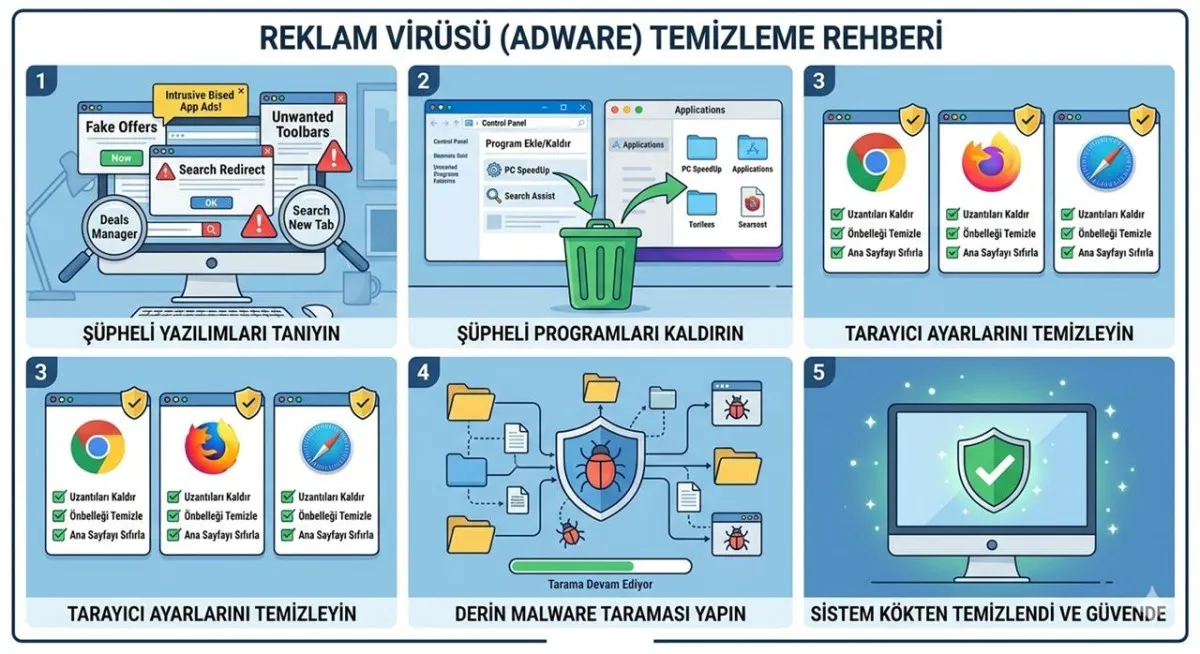 Bilgisayarınız Reklam Çöplüğüne mi Döndü? Adware ve Tarayıcı Virüslerini Temizleme Rehberi