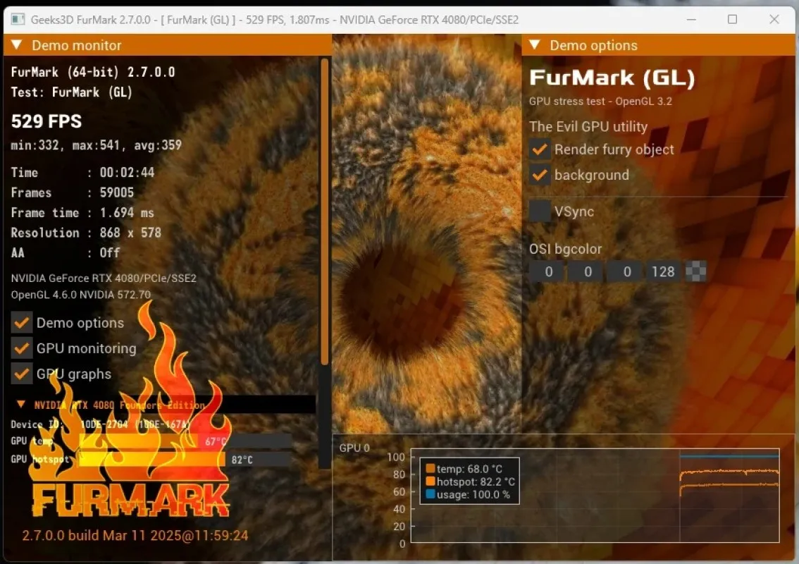FurMark Ekran Görüntüsü 1