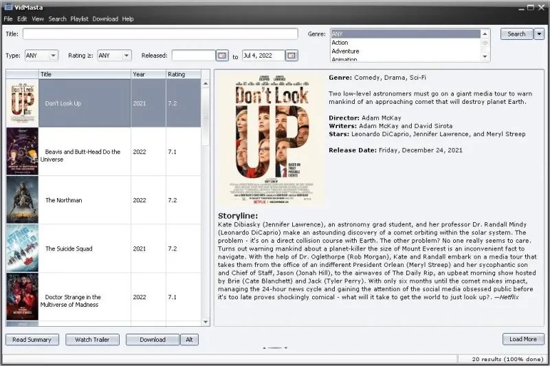 Vidmasta | İnternetten Film İndirme Programı Ekran Görüntüsü 1